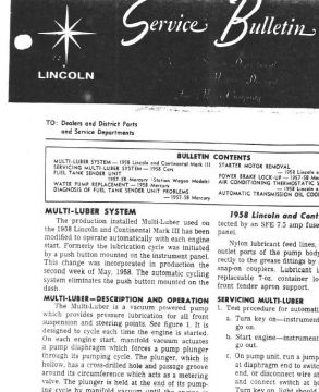 Multi- Luber Service Bulletin System Adjustments and Repair - REPRINT Handout- NEW